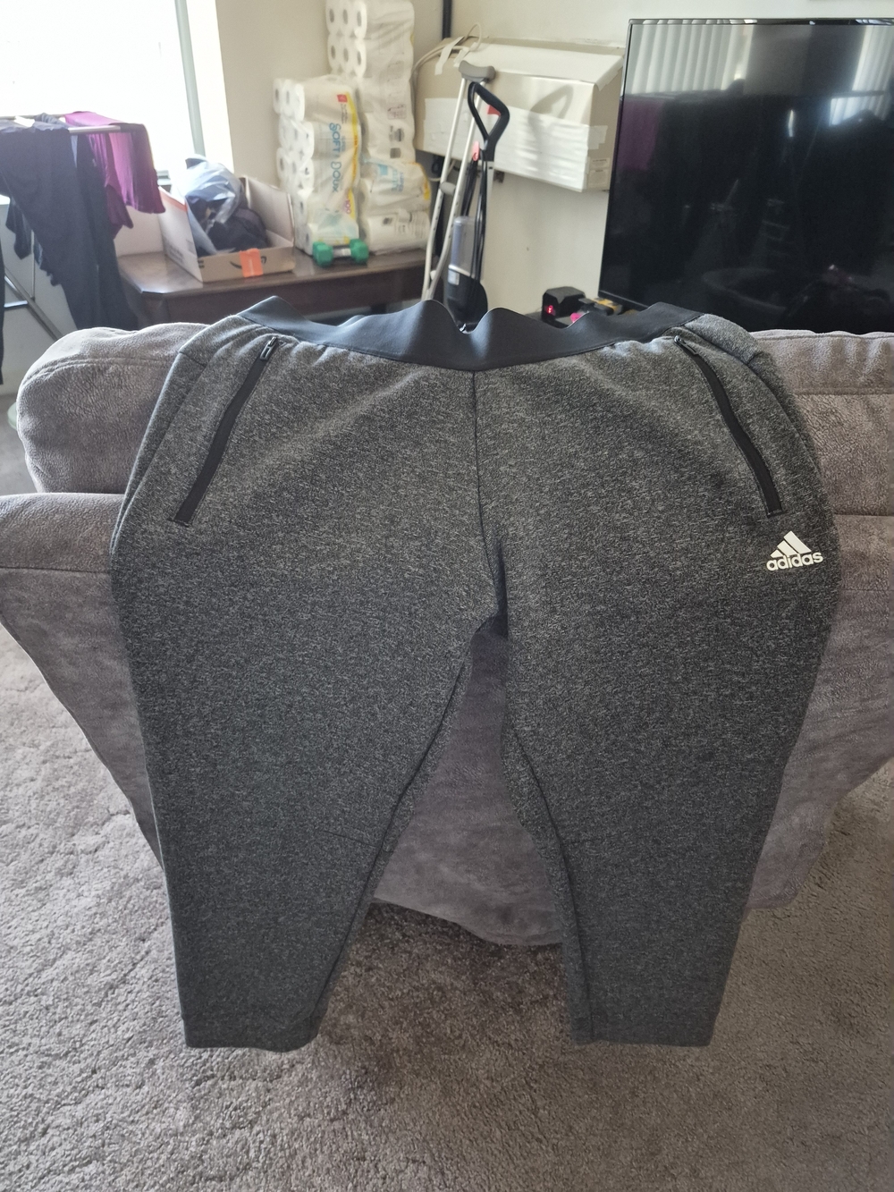 adidas Womens Dark Heather Gray Jogger Sweatpants